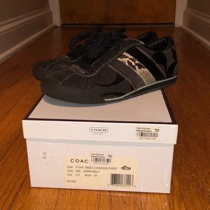 COACH Women’s Monogram/Snakeskin Matble Medium Width High Fashion Sneaker